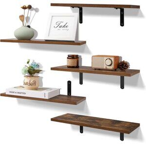 Floating Shelves for Wall Decor Storage, Dark Brown Wall Mounted Shelves
